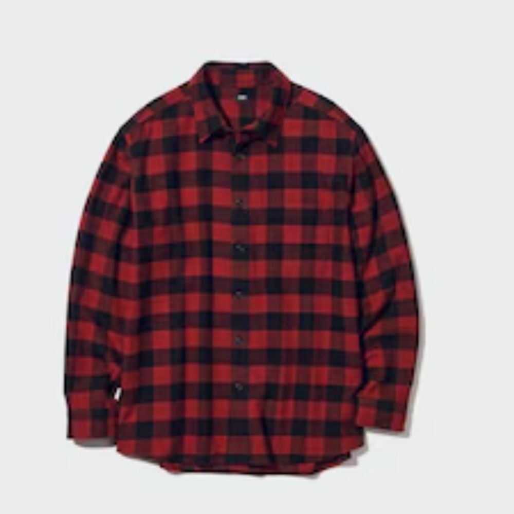 Men's Classic Red and Black Flannel Checkered Shirt Sz Medium